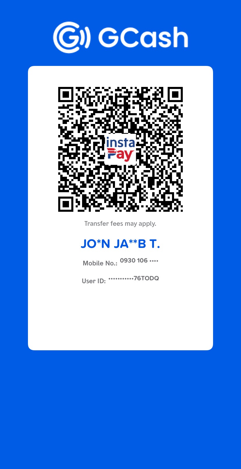 GCash QR account for John Jacob Tamon